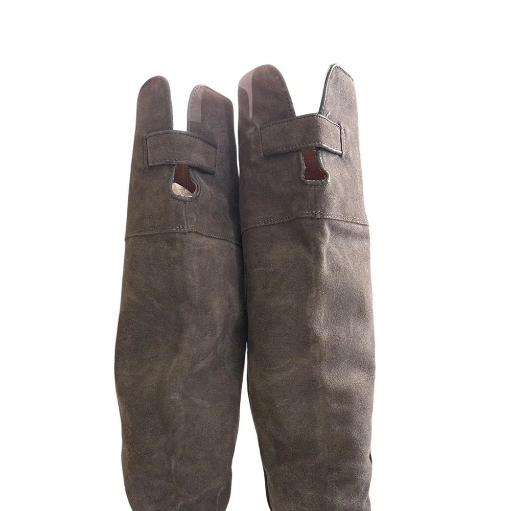BRONX Tremble Tall Leather Boots 41 US 10 Taupe Over Knee Equestrian Minimalist
